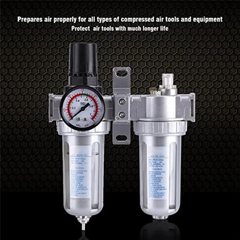 

Air Pressure Regulator, Air Compressor Filter Regulator SFC300 3/8 Moisture Trap Cleaning Separator As Shown Aluminum 1 PCS