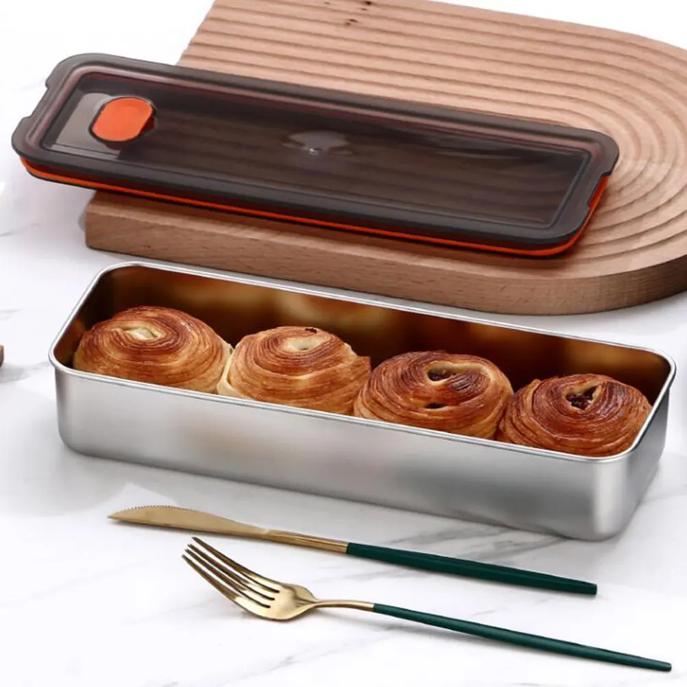 

Stainless Steel Food Storage Containers 304 Black Transparent Bacon Keeper for Fridge Refrigerator Storage