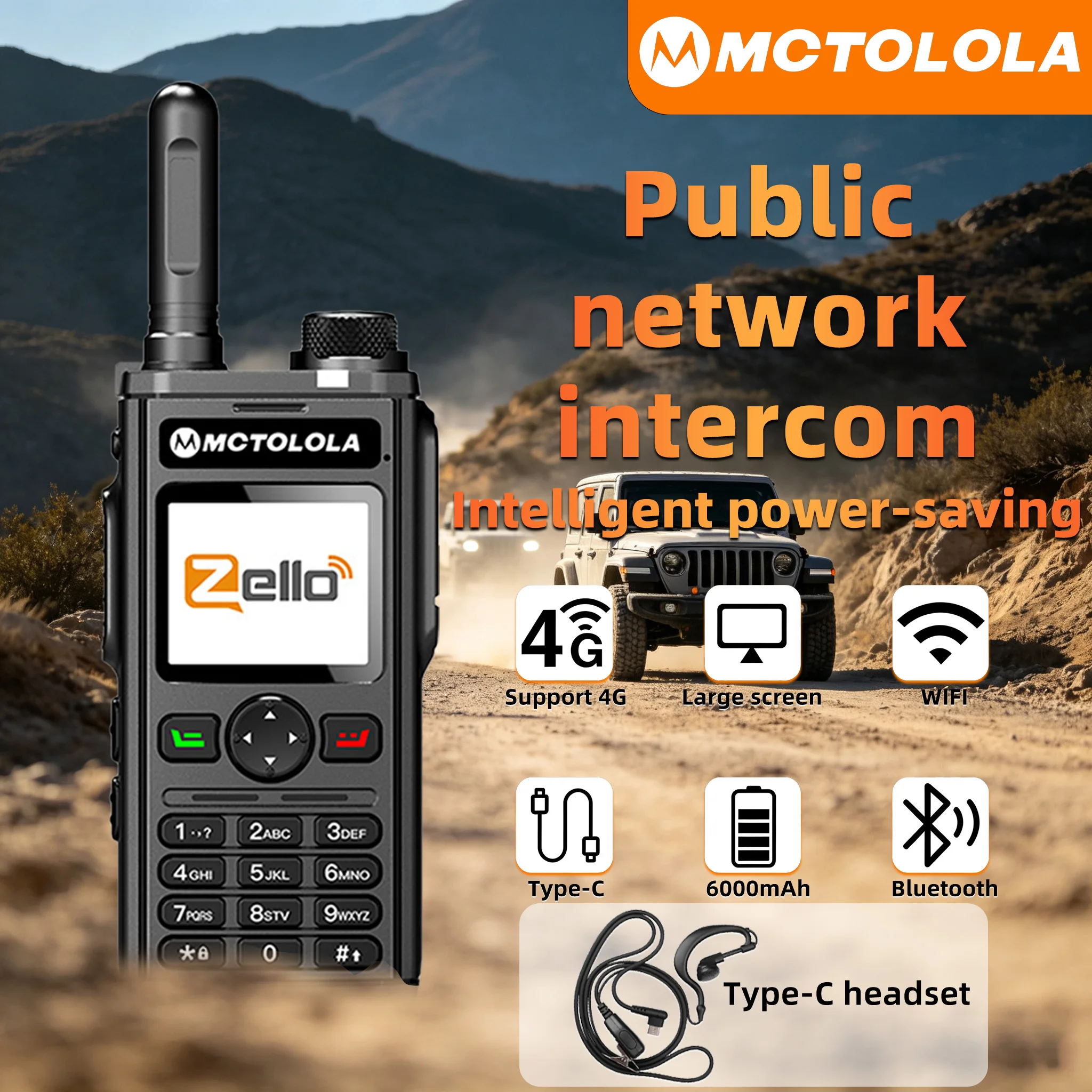 MOTOLOLA 4G zello Network Walkie Talkie Global POC Wireless Remote 5000km 6000mAh Bluetooth Wi-Fi Ham Radio hotel restaurants