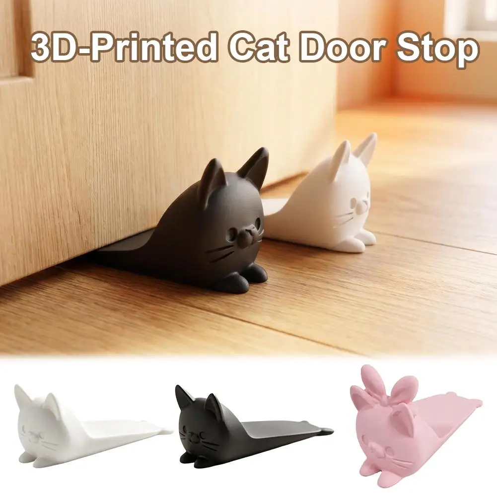3D Printed Cat Door Stopper PLA Animal Figurine Decorative Doorstop Floor Protector Non-Slip Base Home Decor Gift
