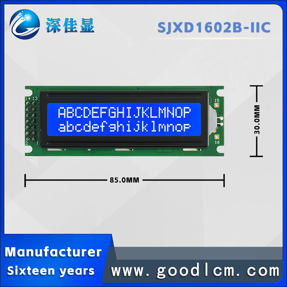 Russian character screen IIC/I2C Interface SJXD1602B-IIC STN Blue Negative 16X2 LCD Screen Character LCM Display Module