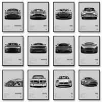 Black White Background Sports Cars Poster and Prints DB5 DB9 DB11 DBS Luxury Car Canvas Painting Wall Art Pictures Room Offic