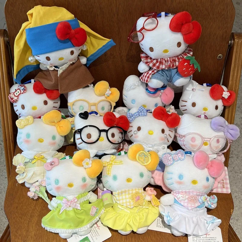 Nuovo cartone animato Hellokitty portachiavi in peluche ciondolo borsa in peluche centinaia di cambiamenti di costumi serie peluche bambola giocattolo