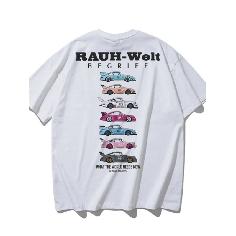 Car Refit Bayshore Idlers Porsche Hellaflush911RWB Short Sleeve Heavy Cotton T-shirt for Men and Women