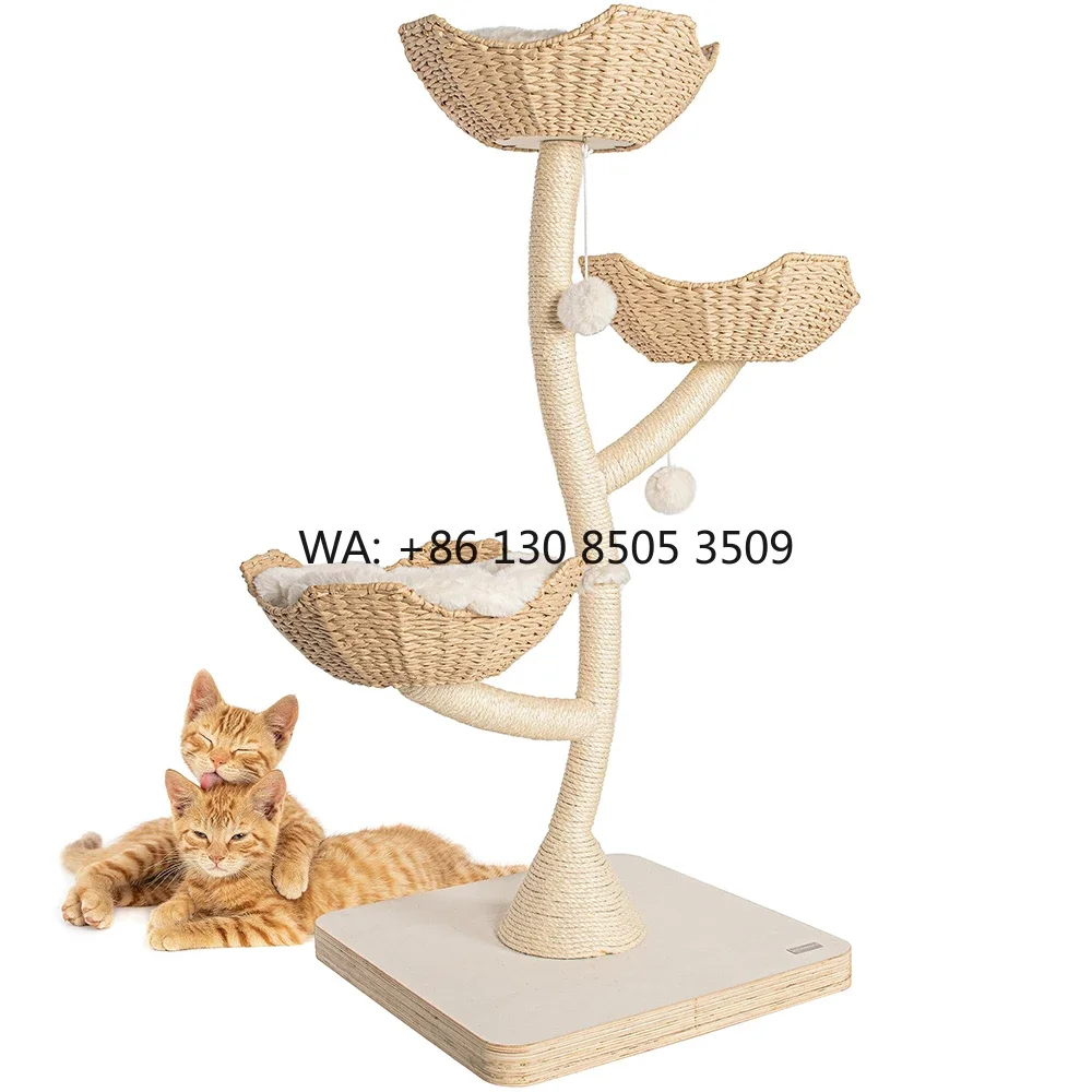 Wholesale Sisal Pet Supplies Cat Tree Sisal Climbing Frame Wooden Cat Climbing Tree Tower Wooden Floral Cat Tree