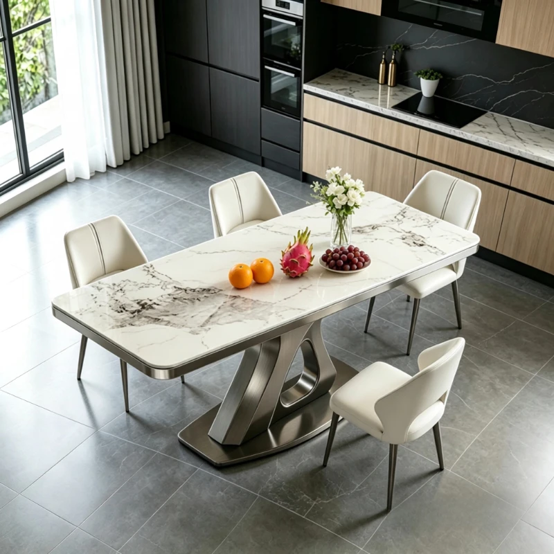 Luxury Rectangle Dining Table Nordic Minimalist Kitchen Dinner Dining Table Set 6 Chairs Mesa De Comedor Nordic Furniture