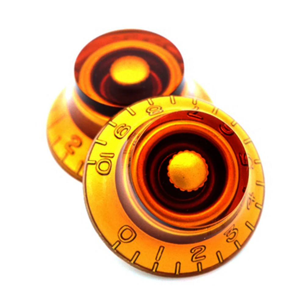 4pcs High Grade Guitar Bass Knobs Amber Bell Top Hat Speed Volume Tone Knob for EPI LP Electric Guitar Bass