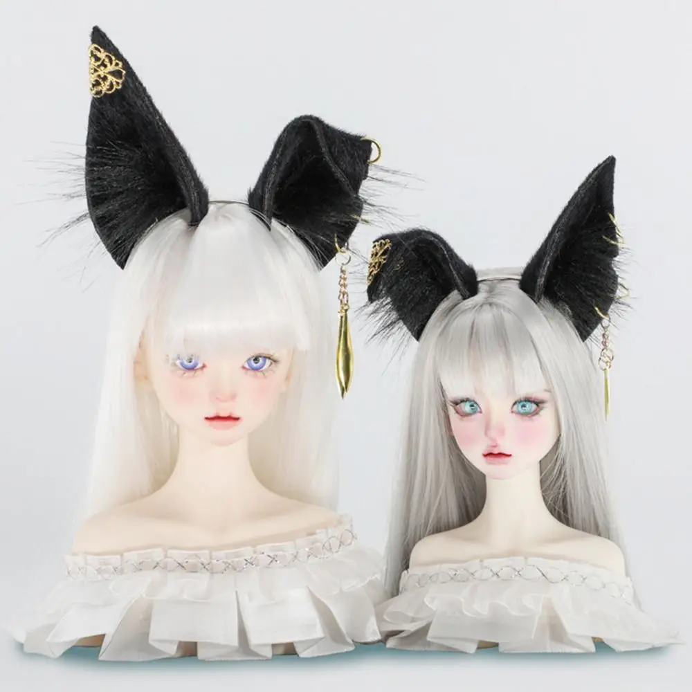Kawaii Gesimuleerde Dierenoor Haarhoepel Kat Wolf Oren Haarband 1/4 Pop Hoofddeksels Kat Oor Staarten Zacht 20 cm Pop Hoofddeksels