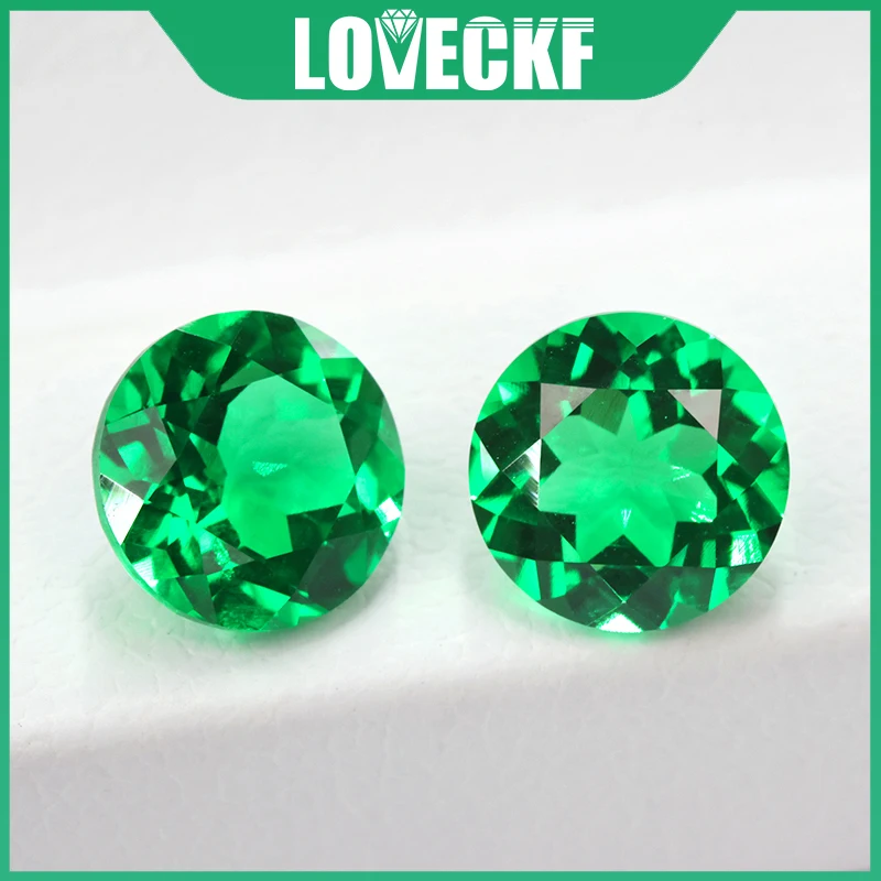 Round Shape Lab Columbia Grown Emerald Gemstone With AGL Certificate for Jewelry Rings Earrings Making