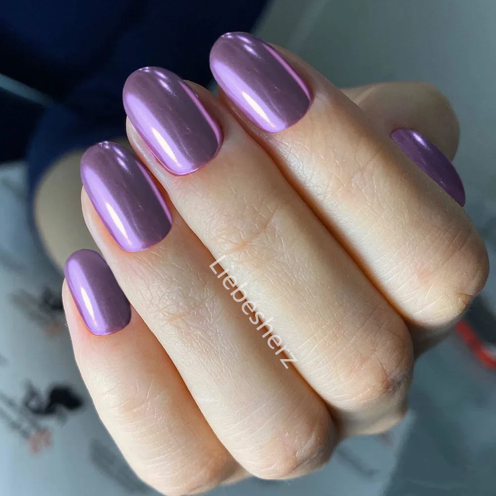 24 pezzi di perle lucide viola unghie finte corte con colla stampa artificiale su unghie finte strumento per Manicure con punta delle dita fai da te