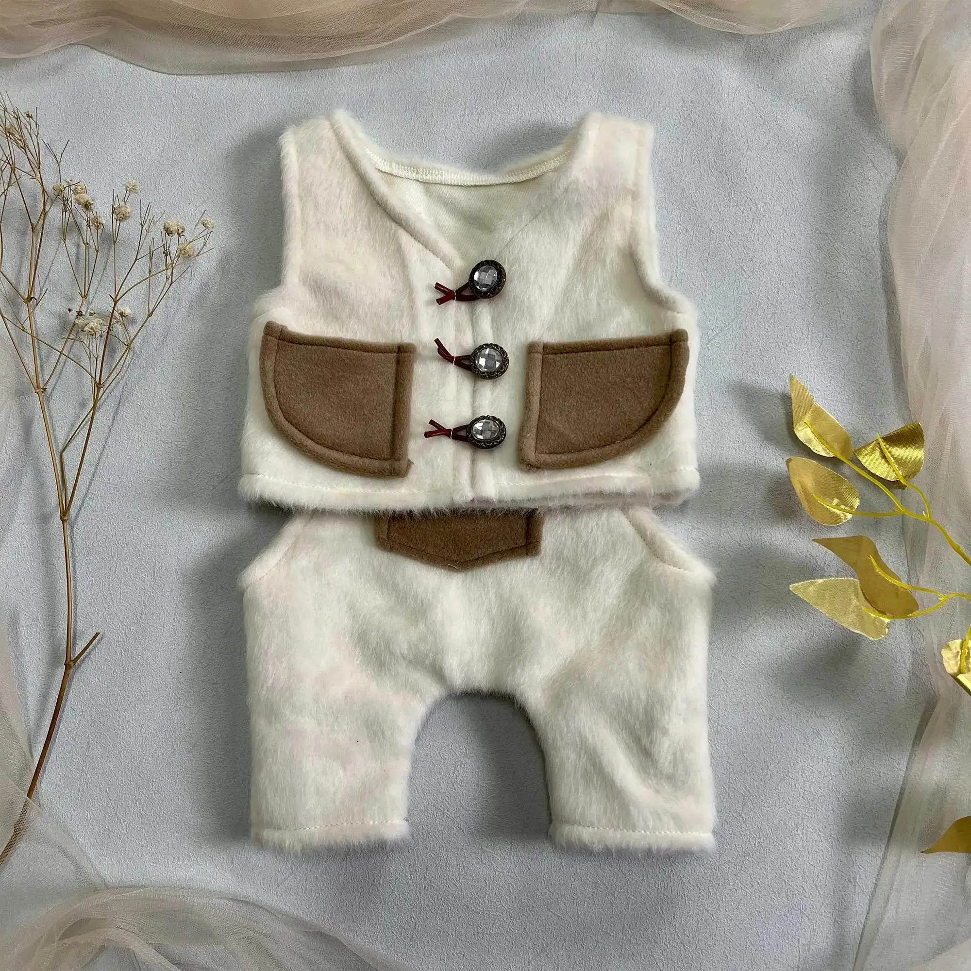 

Don&Judy Newborn Baby Wool Blend Vest with Fabric Trim Jumpsuit Cool Birthday Party Outfit Sets Photography Studio Photo Prop