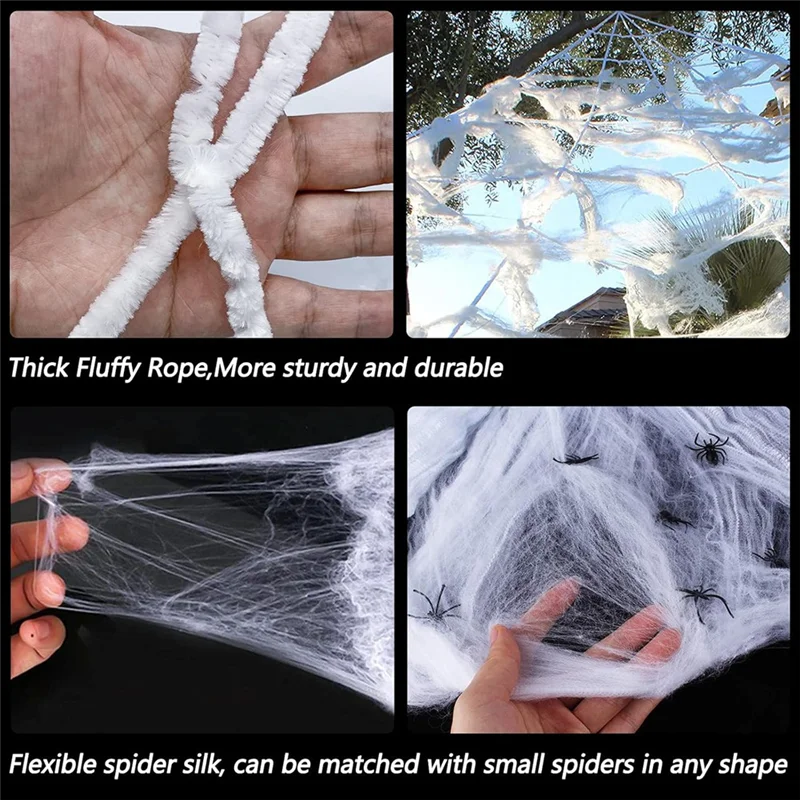 

【B07R】Украшения паутины на Хэллоуин, 275 дюймов, треугольная огромная паутина + 78 дюймов, гигантский искусственный паук, двор и сад, страшный декор