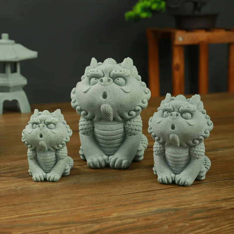 New Chinese Style Kirin Tea Pet Ornament Mini Decor for Home Fish Tank Landscape