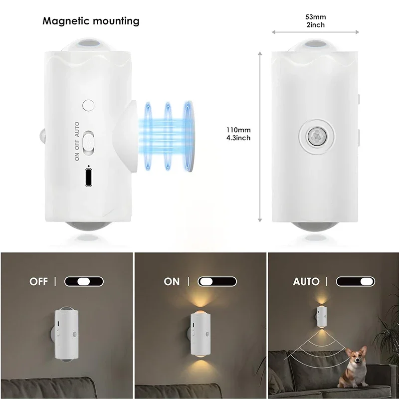 Luz noturna com sensor de movimento LED, luz noturna ativada por movimento, luzes de parede sem fio que mudam de 8 cores para quarto, quarto infantil