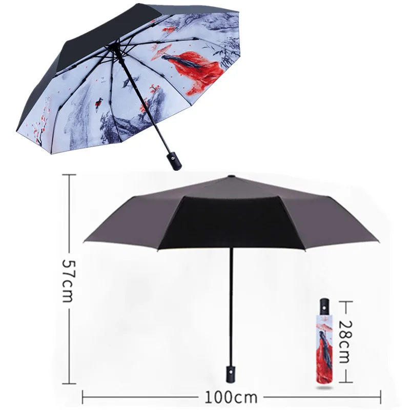 Fully Automatic Umbrella Sun Rain Women Umbrella Parasol Folding Sun Umbrella Dual-purpose Rain Umbrella Easily Store Parasol