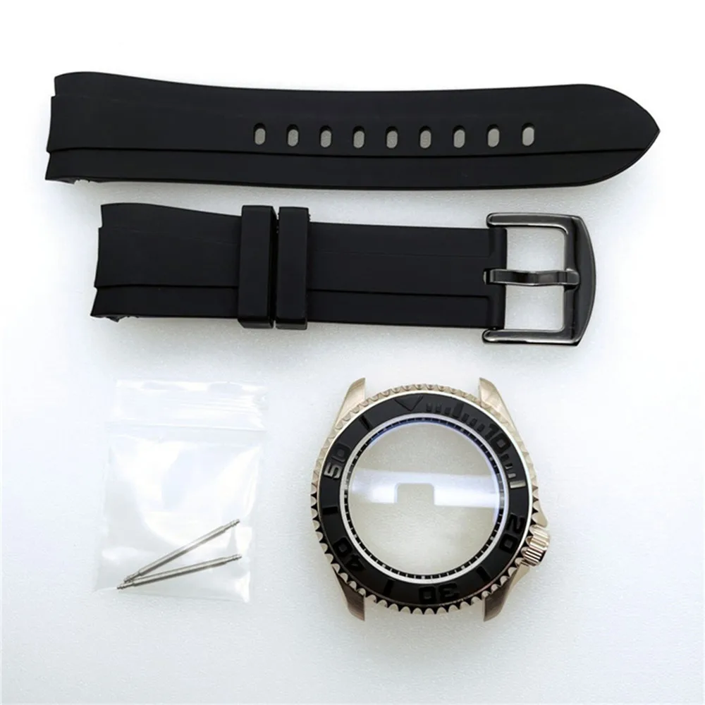 42MM Diving Watch Case Silicone Strap Modify Mechanical Watch Assemble Parts for NH35 NH36 4R35A 4R36A Movement