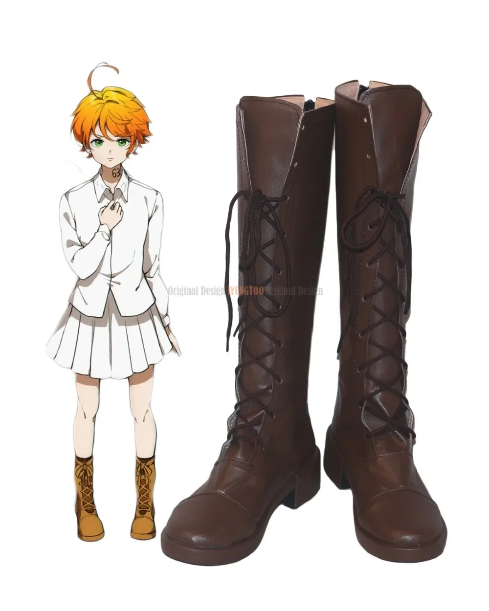 أحذية إيما التأثيرية الموعودة نيفرلاند إيما أحذية كوسبلاي أحذية بنية نيفرلاند 2019 كوسبلاي مصنوعة حسب الطلب