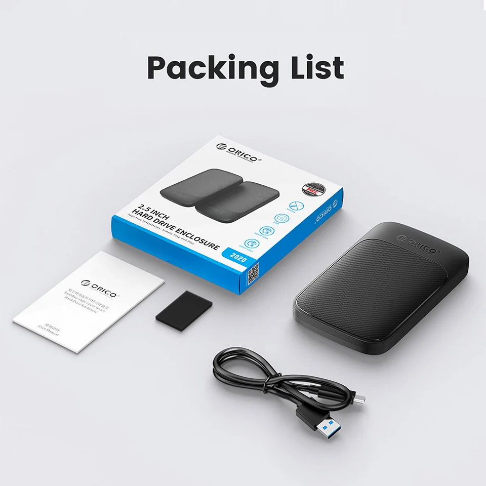 ORICO 2.5" Inch SATA SSD External Case USB 3.0 HDD Drive Enclosure Type C 5Gbps 6Gbps USB3.0 Hard Disk Storage Box Cover Housing