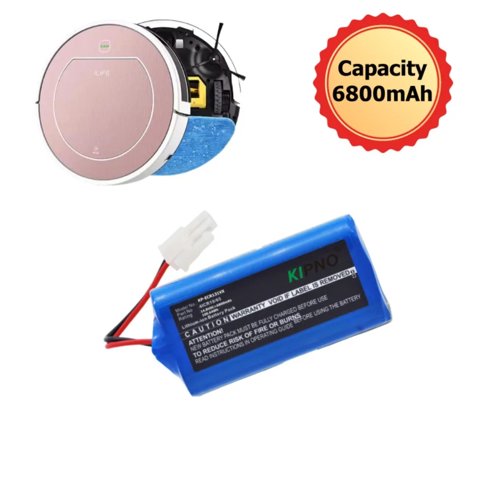 

KIPNO 14.8V 6800mAh Lithium Battery For ILIFE A4 A4s V7 A6 V7s Plus Robot Vacuum Cleaner ILife 4S1P High capacity battery pack