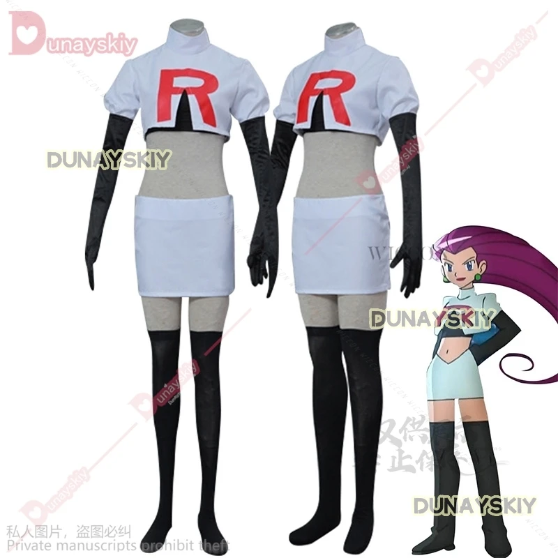 Disfraz de Cosplay de Anime para equipo de cohetes para adultos Jessie Musashi James Kojirou, disfraz de Halloween, conjunto completo de accesorios de juego