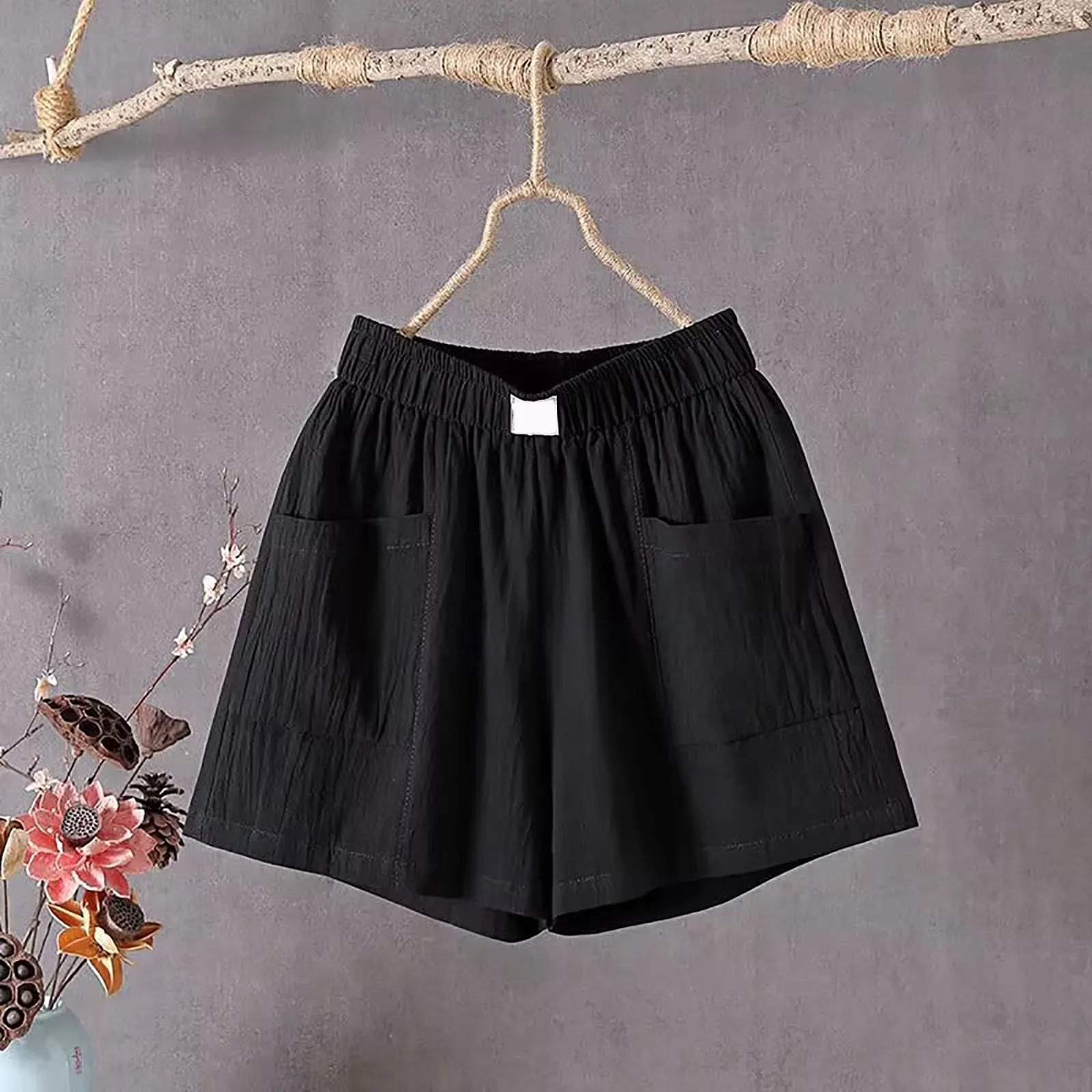 2023 Women Cotton Line shorts Summer Casual Solid Color Pockets shorts Plus Size high waist Sports Short Pants Trousers шорты