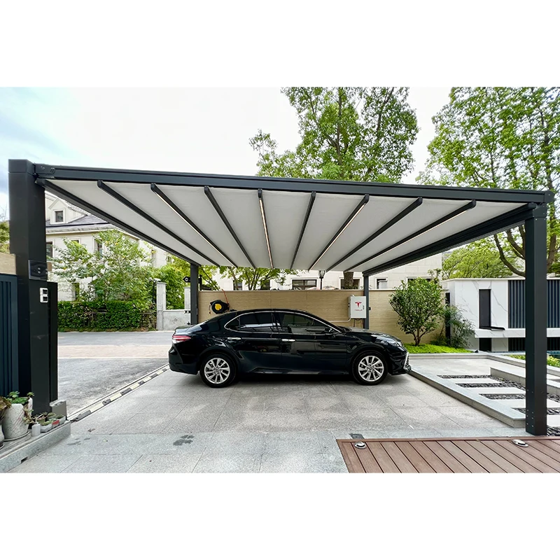 Aluminum Alloy Retractable Pergola Canopy Roof Waterproof Motorized PVC Patio Cover Outdoor Retractable Awning