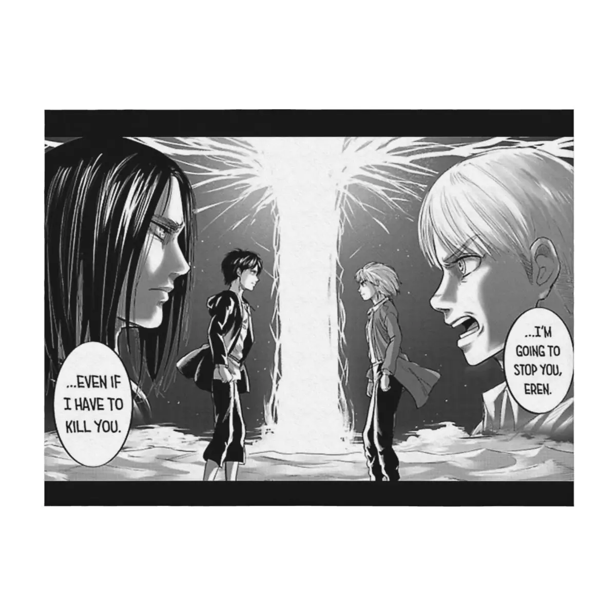 AOT Eren & Armin Throw Blanket Flannel Blanket Black Flannel Blanket