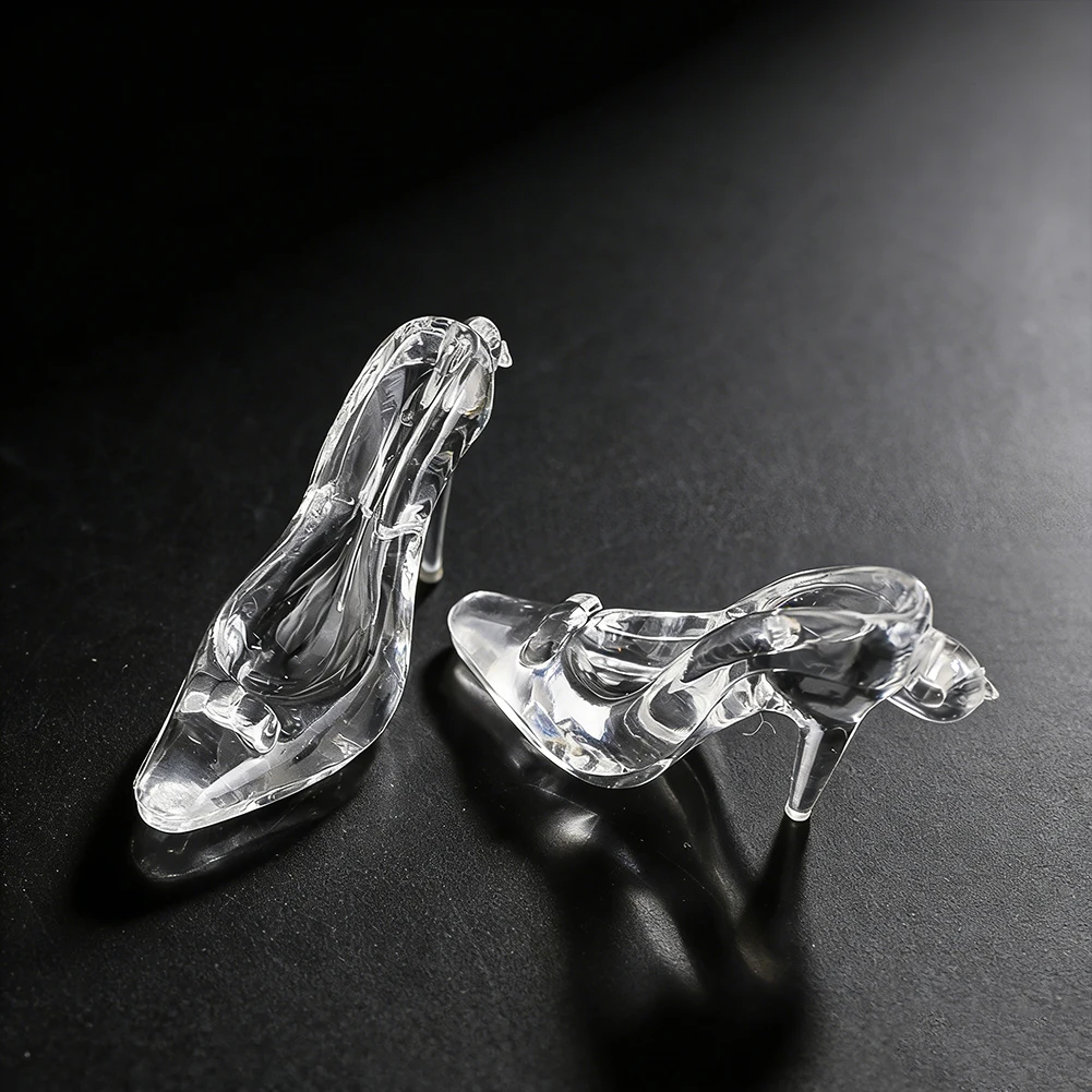 

D9 12Pcs 45mm Clear Acrylic High-heel Shoes Charms Pendant Dollhouse Figurines Miniatures Jewelry Making Keychain Wedding Decor