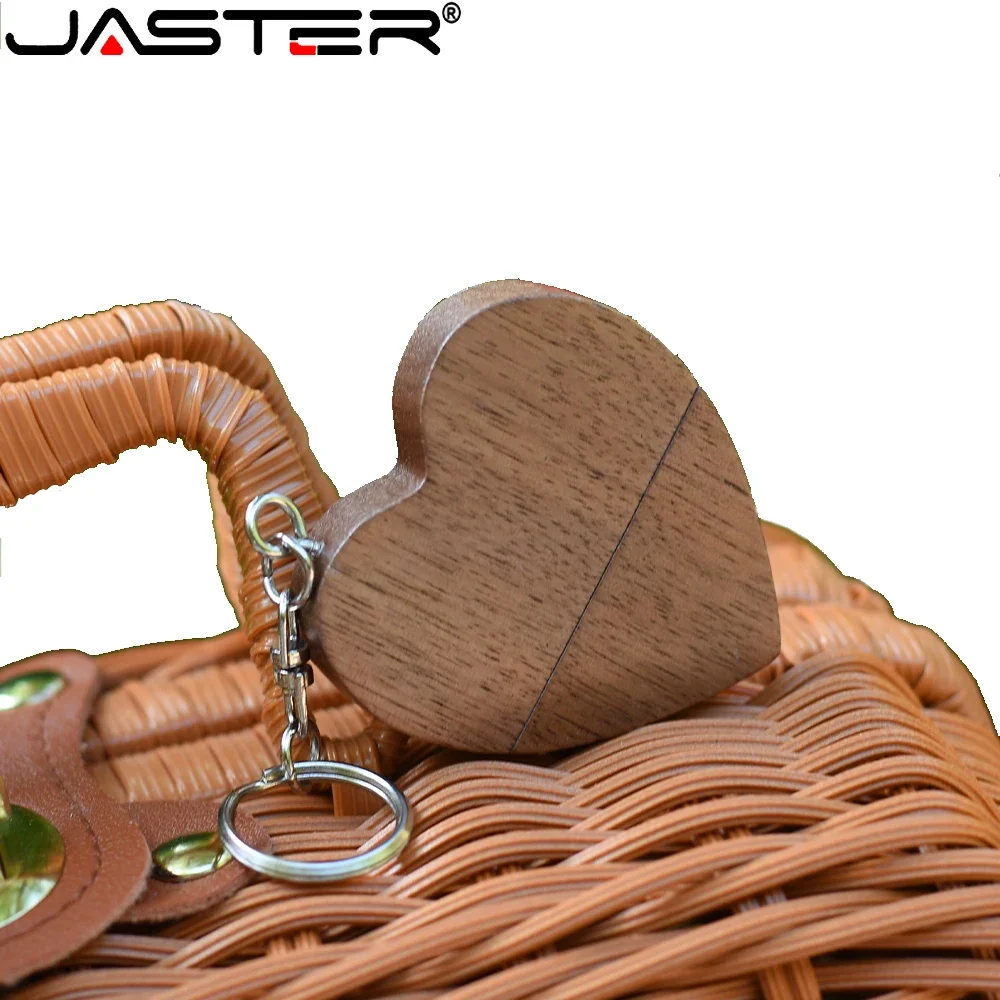 

JASTER Picnic Basket with USB Flash Drive 128GB Wooden Heart USB Stick 64GB Creative Gift U Disk 32GB Handmade Rattan Suitcase