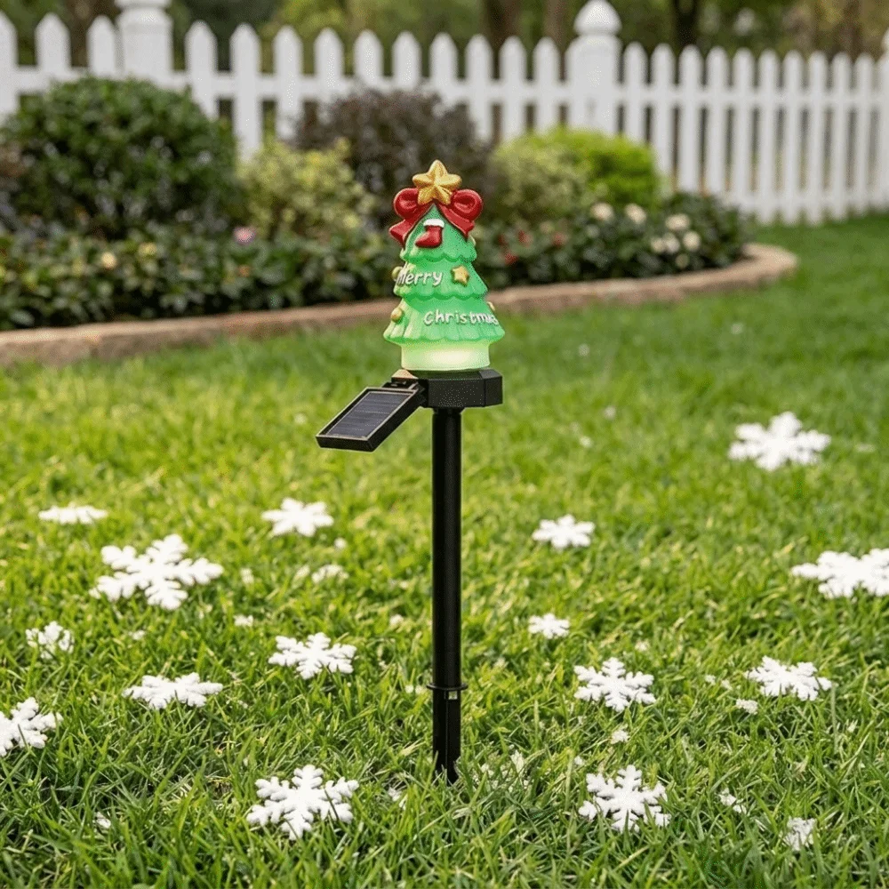 Solar Powered Christmas Solar Light Christmas Tree Snowman Lawn Landscape Festive Lights Waterproof Santa Claus