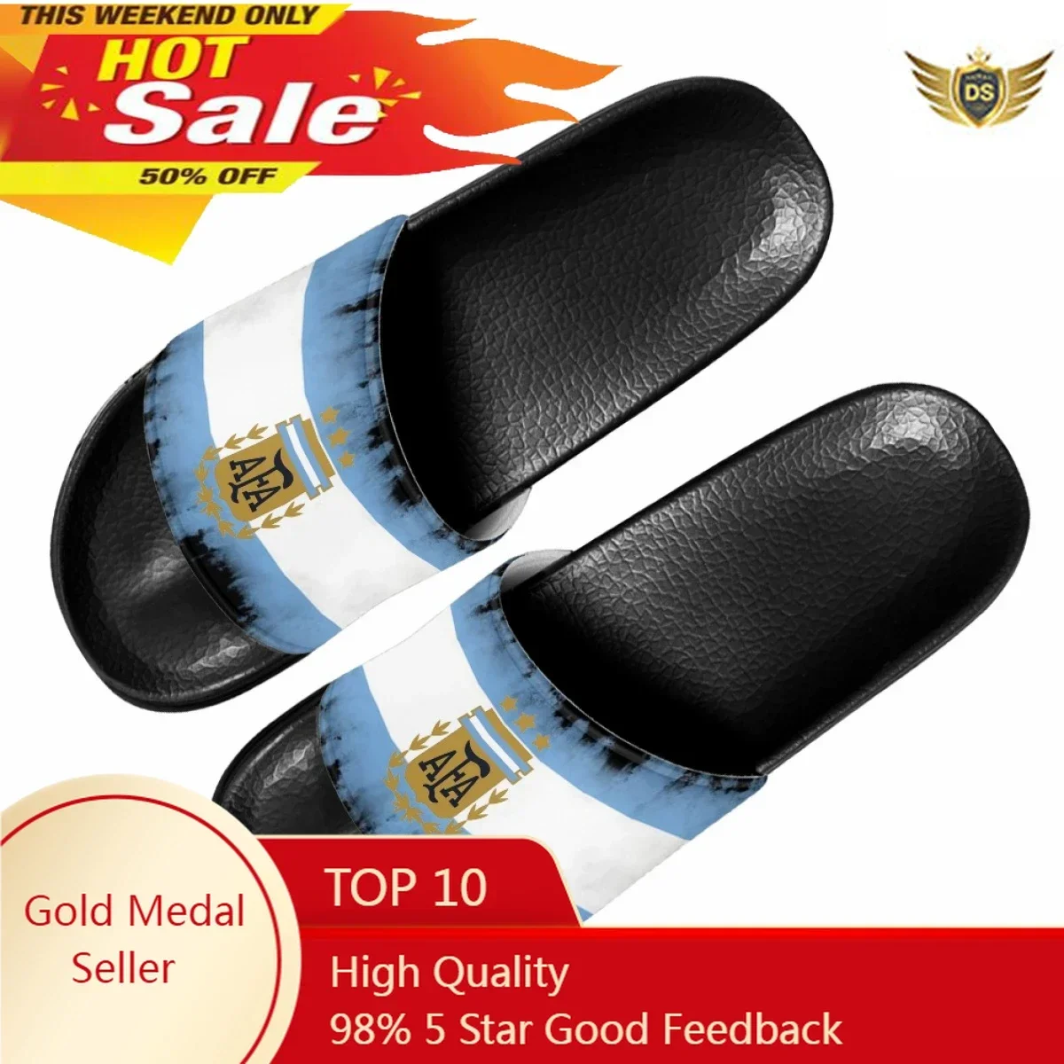 Fashion Women's Casual Flat Sandals Argentine Flag Art Design Hot Indoor Non-slip Couple Slippers Beach Slippers