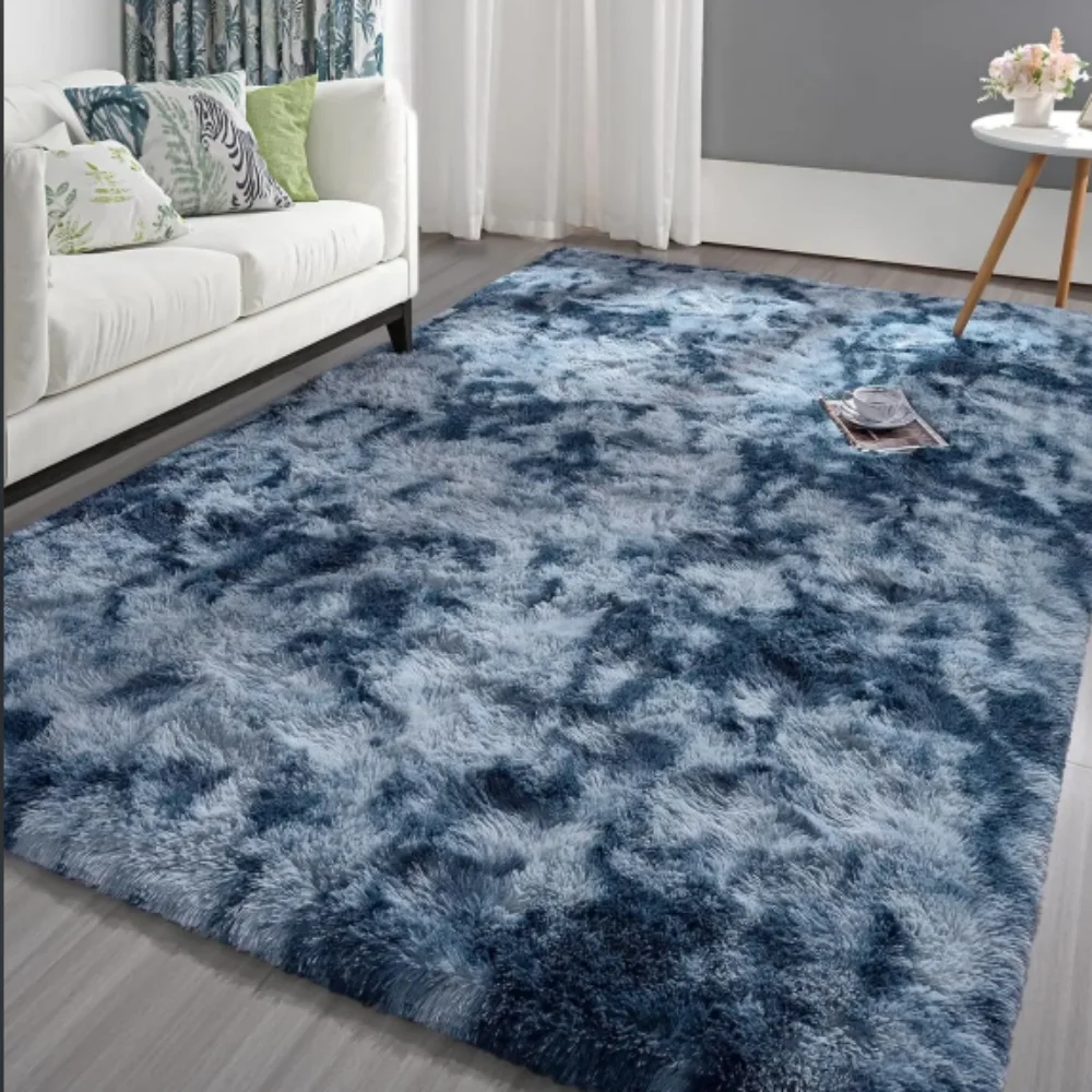 VIKAMA Batik-flauschige Teppiche für Wohnzimmer-Dekoration, Nachttisch-Teppich, warme Plüsch-Fußmatten, Kinderzimmer-Spielmatten, pelziger Teppich – Detail 20