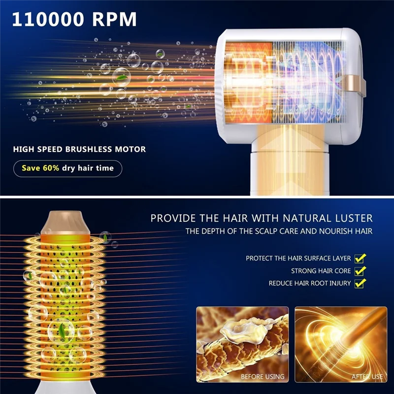 L73A 2025-7 In 1 Multifunctional Styler Curler Automatic Curling Hair Dryer 1400W Powerful Hair Straightener Set US Plug