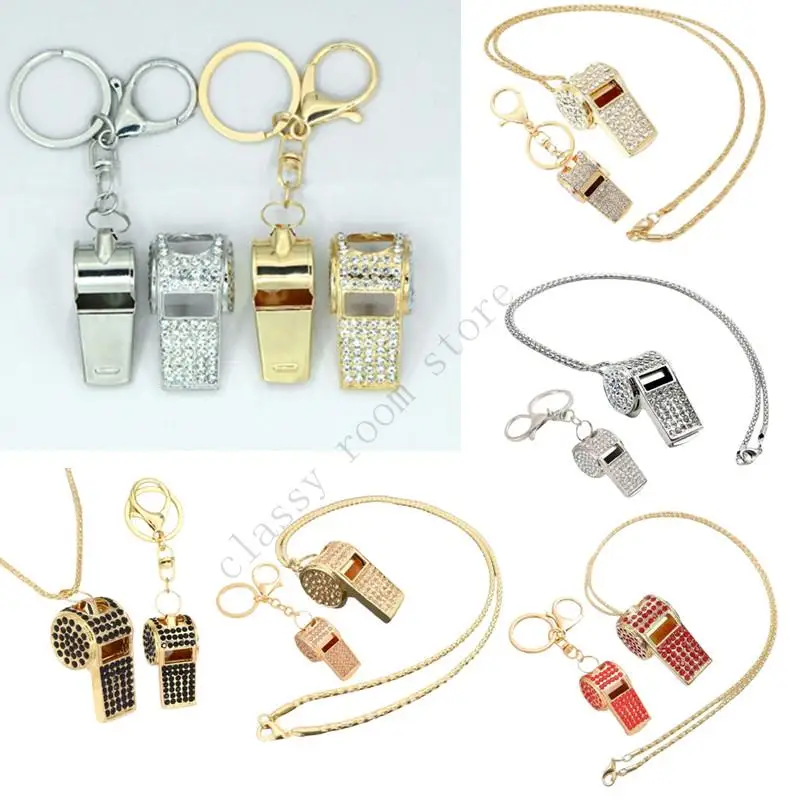 

A0NF Sparkling Rhinestoned Car Accessory Keychain Necklace 2 Piece Set for Women Lady