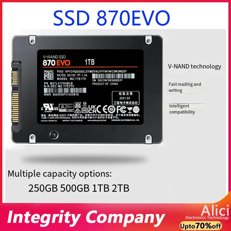 

Original FOR Samsung 870EVO high-speed SSD 250GB 500G 1T 2T notebook and desktop computer storage