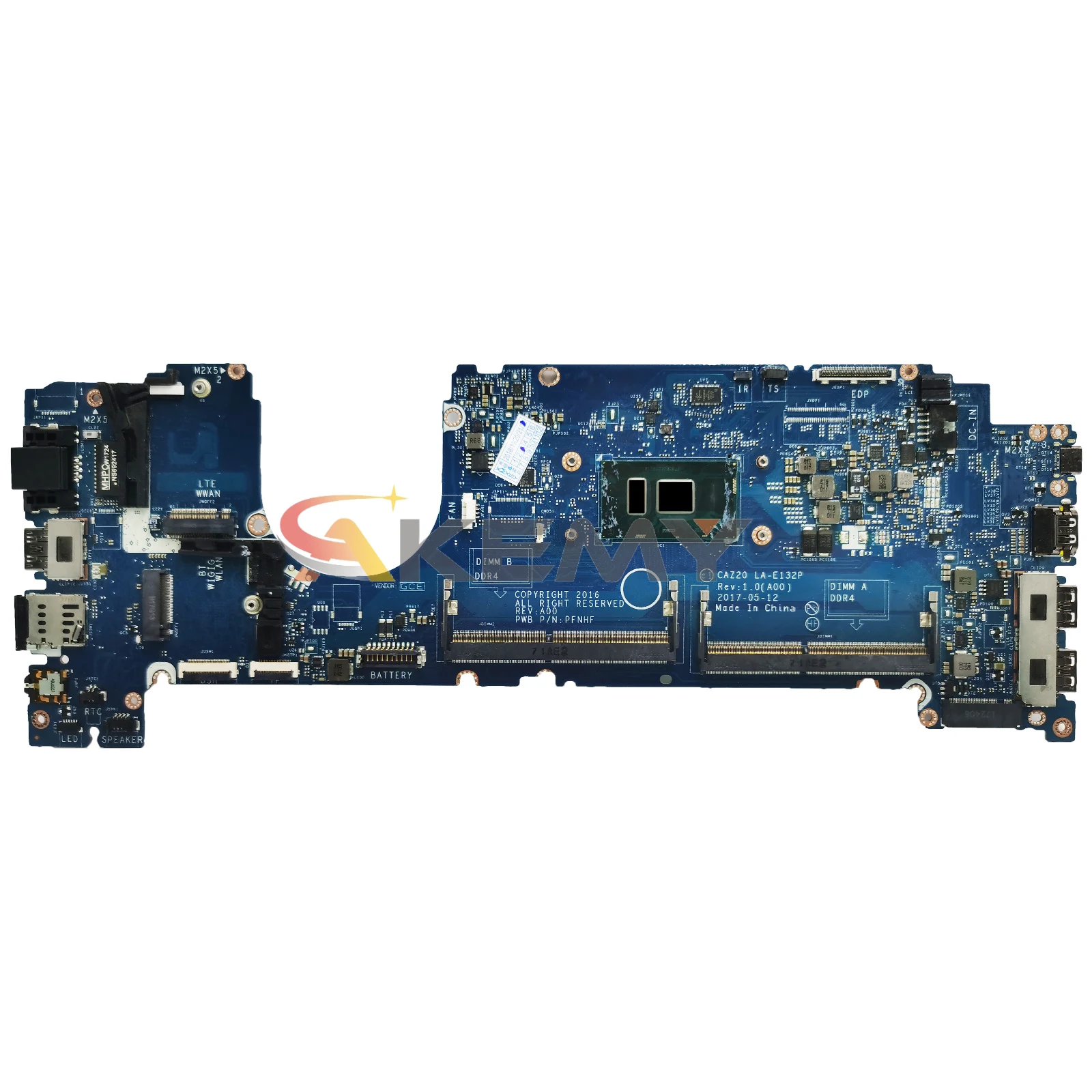 AKEMY LA-E132P Laptop Motherboard For Dell Latitude 7480 E7480 063J06 0HNP6J 0YF9VM Notebook Mainboard CPU I3 I5 I7 6th/7th Gen