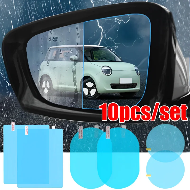 2/10pcs Car Rainproof Film Anti Fog Car Sticker Car Mirror Window Clear Film Rain Proof Waterproof Film Auto Sticker Accessories