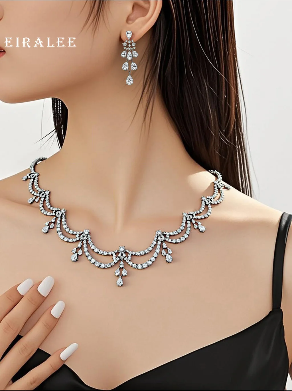 

Eiralee Exquisite Simple Women Jewelry Set 2 PCS Cubic Zirconia High Quality Saudi Arabia Bridal Wedding Jewellery Accessories