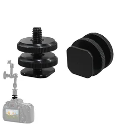 1/4 Hot Shoe Mount Phone Holder Dual Nut Cold Shoe Adapter Bracket For Double-Layer Camera Hot Shoe Adapter Accessories