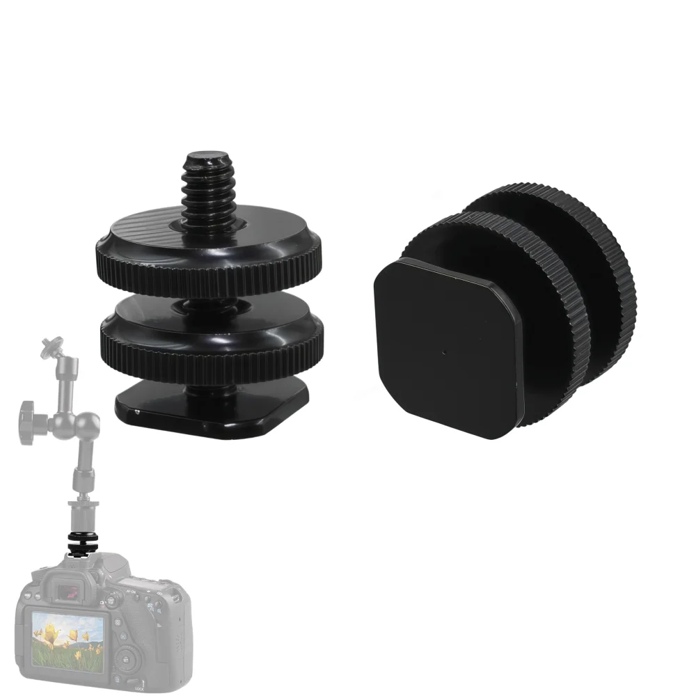 1/4 Hot Shoe Mount Phone Holder Dual Nut Cold Shoe Adapter Bracket For Double-Layer Camera Hot Shoe Adapter Accessories