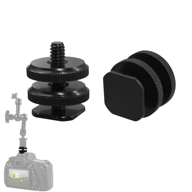 Uchwyt na telefon z mocowaniem 1/4 Hot Shoe, podwójna nakrętka, adapter Cold Shoe, wspornik do dwuwarstwowego adaptera Hot Shoe do aparatu, akcesoria.