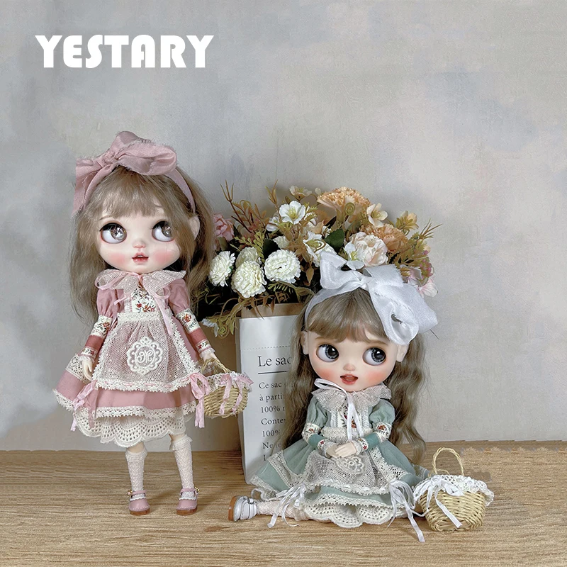 YESTARY Doll Clothes 8pcs Dress Set BJD Doll Accessories DIY Handmade Fashion Vintage Dresses For Ob24 Blythe Doll Clothing Toys