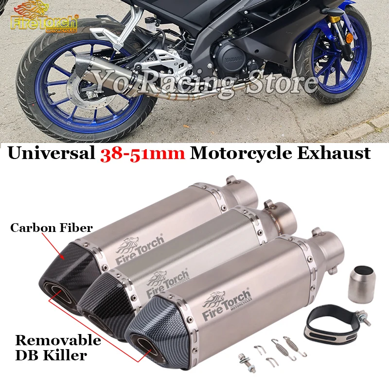 35-51mm Universal Motorcycle Scooter ATV Exhaust Muffler Pipe Escape Moto DB Killer For Honda CBR250 CBR500 Z750 TMAX530 XMAX250