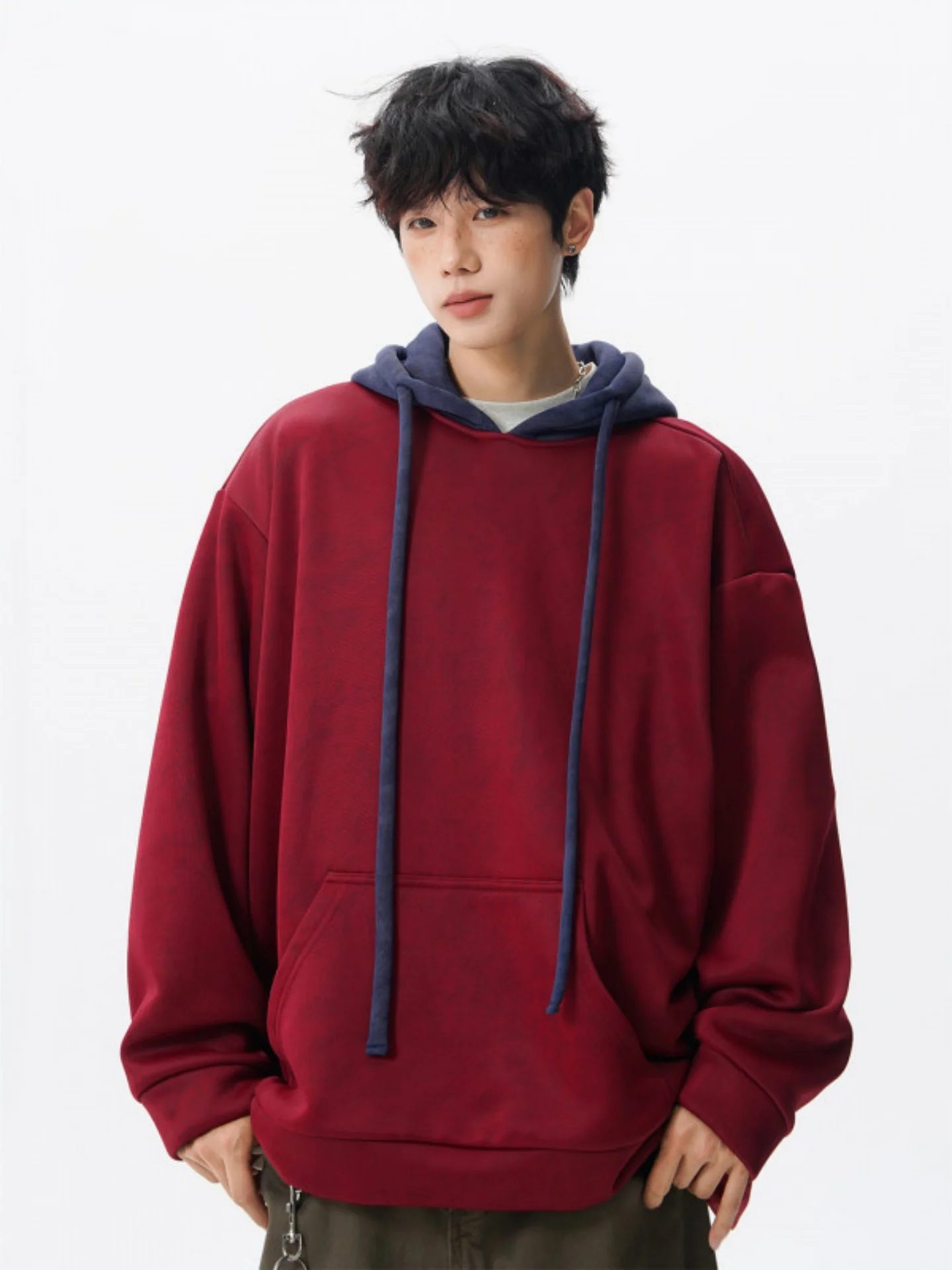 

Red Tie Dye Hoodie Sweatirt Men's Casual Sportswear Heavyweight American Sle Youthful Comfortable Long Sve Streetwear