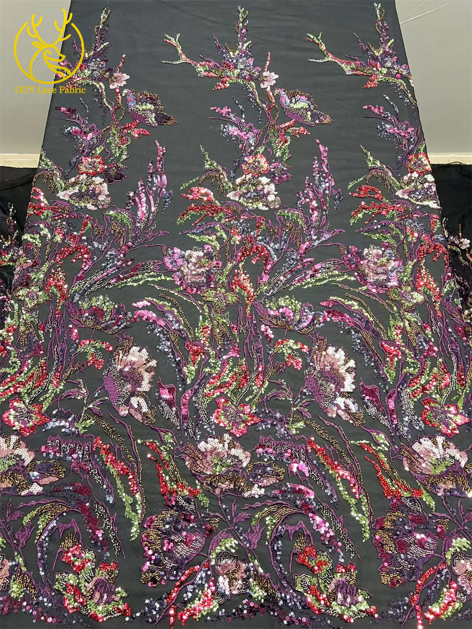 Neues Design Afrikanische Stickerei Pailletten Spitzenstoff 2026 Luxuriöse Französische Nigerianische Perlen-Spitze für Braut- und Partykleider 5 Yards – Detail 9