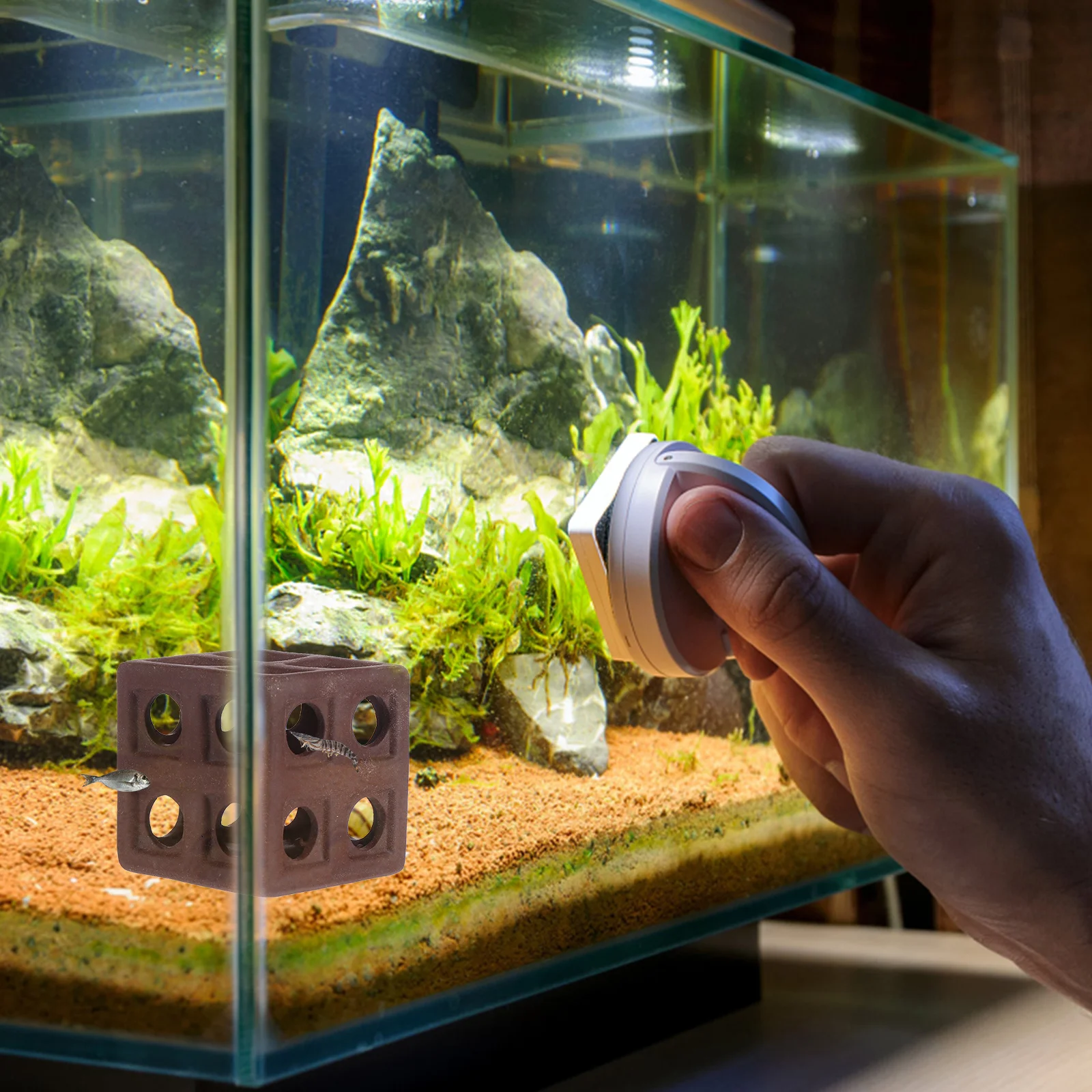 

Ornament Fish Tank Accessories Clay Color Aquarium Decor Shrimp Hideout for Indoor Tanks
