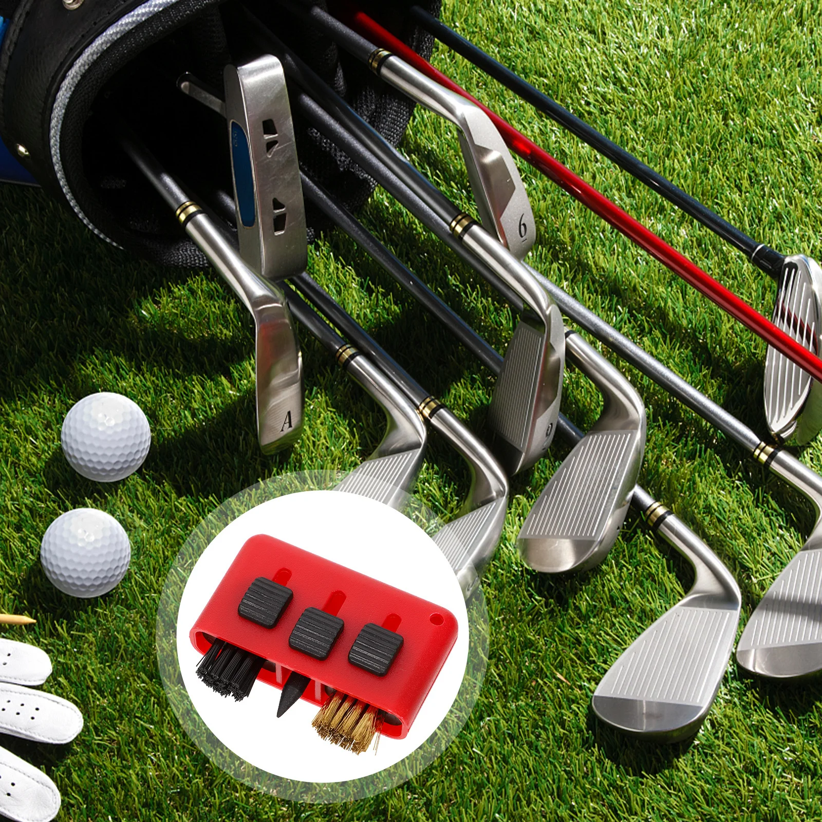 

4 шт., щетка для высокой чистки 3 в 1, прочный набор инструментов для чистки канавок для гольфа, щетка с шаровой головкой для обслуживания клуба