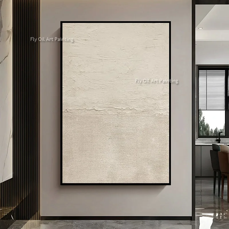 100% Hand‑Painted Mark Rothko Style Minimalist Oil Art, Neutral Tone Layered Thick‑Textured Canvas Artwork For Home Decor