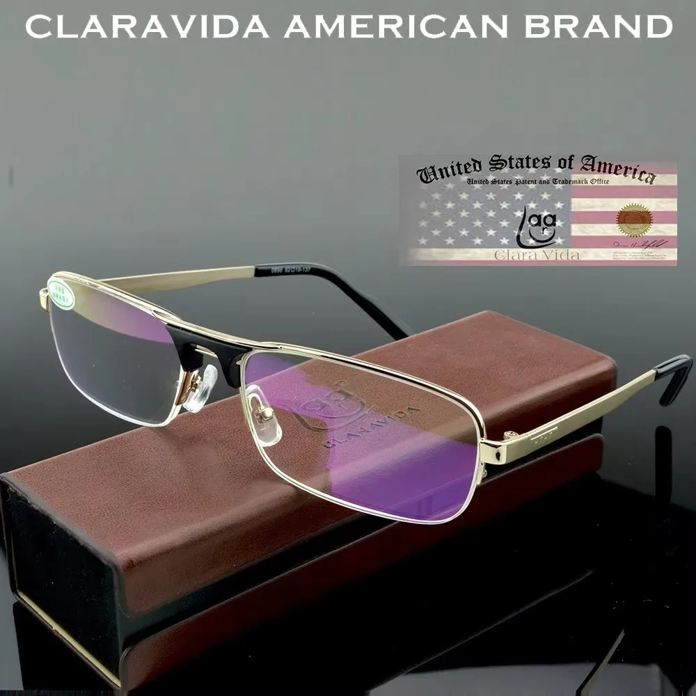 

Clara Vida ​​Gold Half Rim Reading Glasses Men Business Luxury Reading Glasses Women 0.75 1 1.5 2 2.5 3 3.5 4