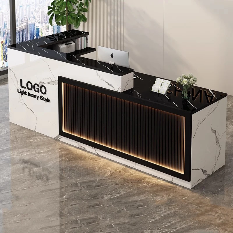 

Luxury Simple Reception Desk Logo Salon Decorations Modern Reception Desk Office Beauty Mostrador Recepción Commercial Furniture